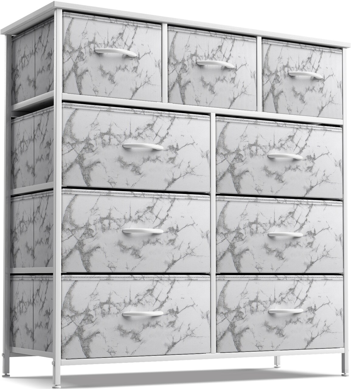 Sorbus Dresser with 9 Drawers - Furniture Storage Chest Tower Unit for Bedroom, Closet, etc - Steel Frame, Wood Top, Fabric Bins